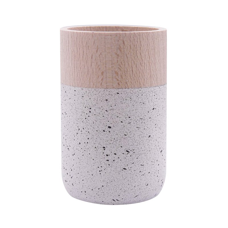 Piccolo vaso da fiori in legno - bianco maculato