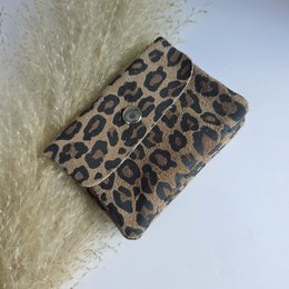 Mini portafoglio leopardato marrone