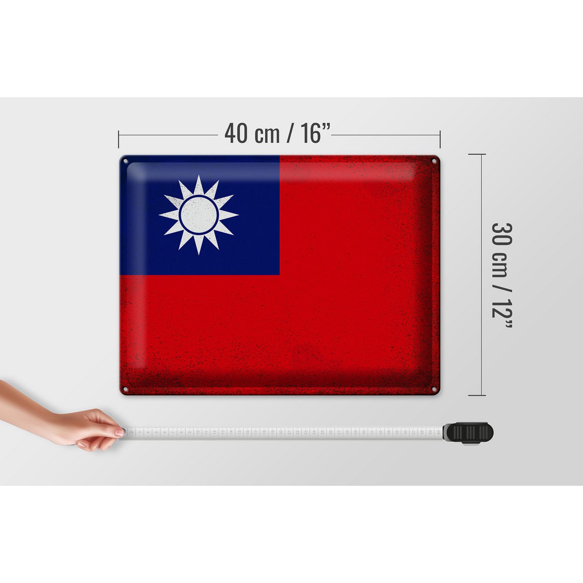 Tin Sign Flag China 40x30cm Flag of Taiwan Vintage