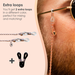 Glasses Cord Woven Rose Gold — 100% Stainless Steel & Unisex Eyewear Cords for Women and Men — Glasses Chain with Extra Loops — Brillenkoord Brillenband Brillenkette Cordon de Lunettes Cordón Para Gafas