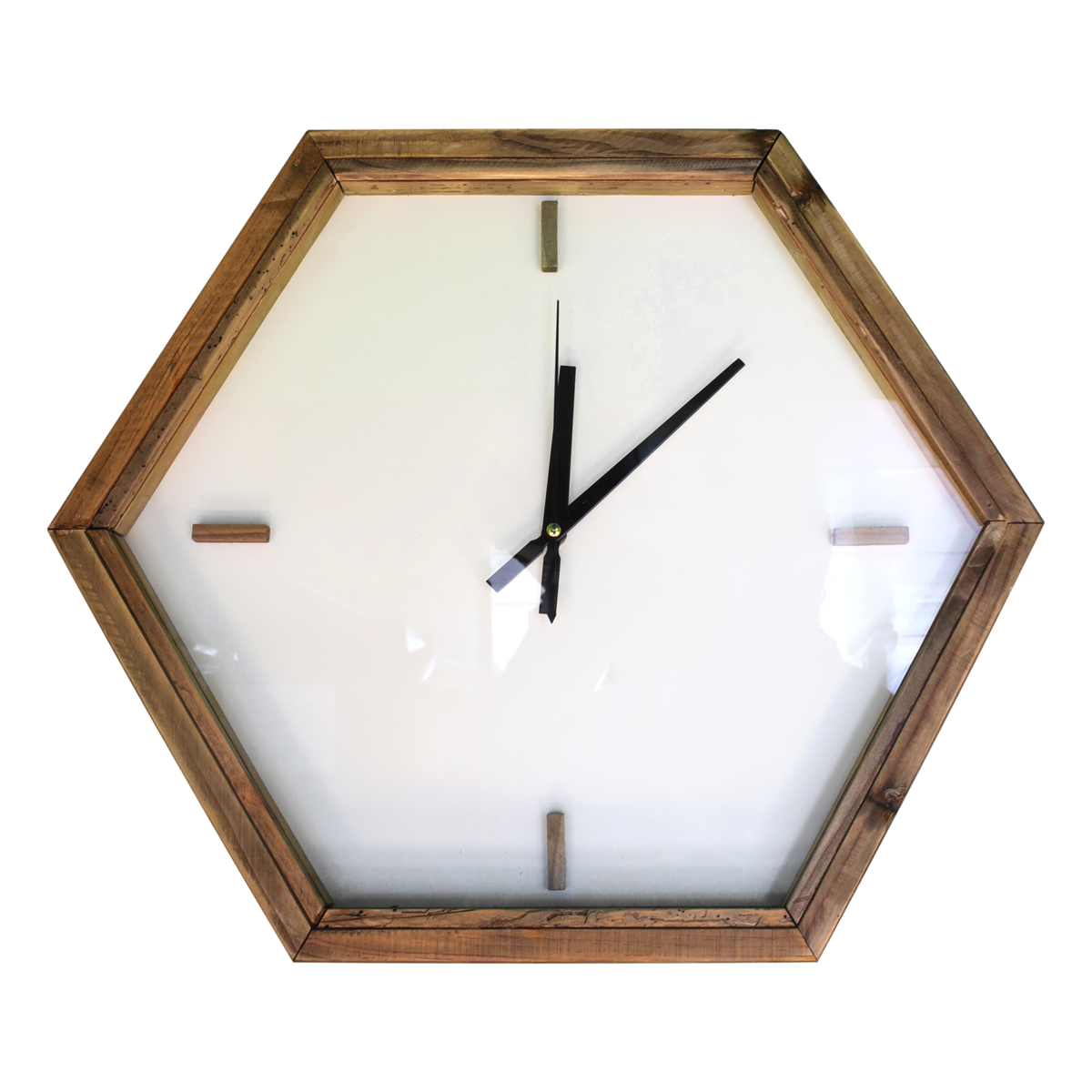 Sechseckige Uhr aus Naturholz Ø 50 x 8 cm