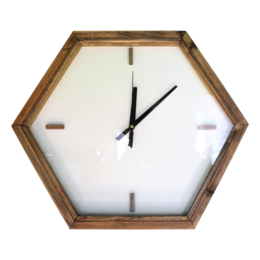 Sechseckige Uhr aus Naturholz Ø 50 x 8 cm