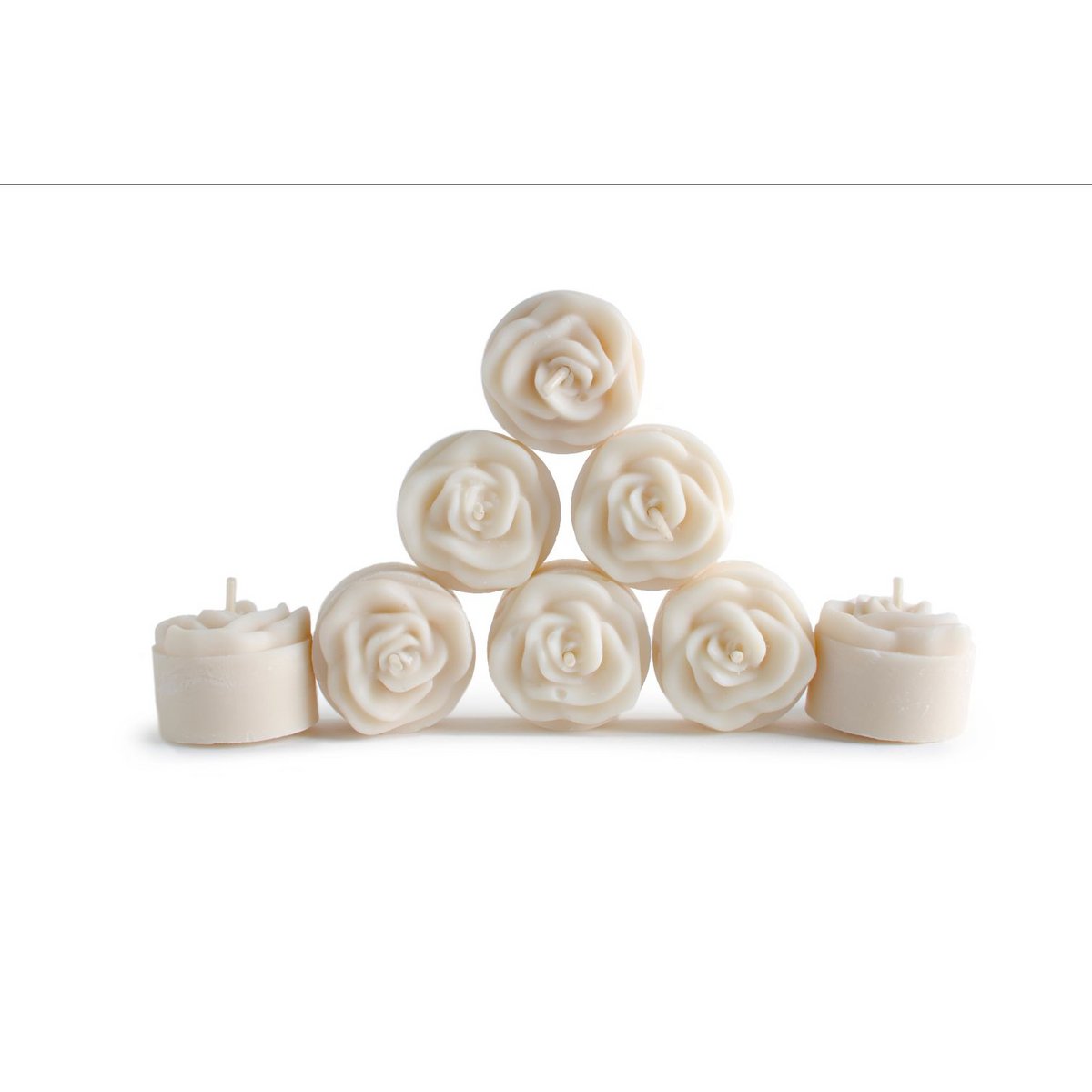 25 Teelichter aus Rapswachs Rosen