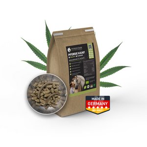 PFERDESTARK Premium organic hemp pellets for horses, horse feed, grain-free mineral feed, 5kg bag of hemp press cake