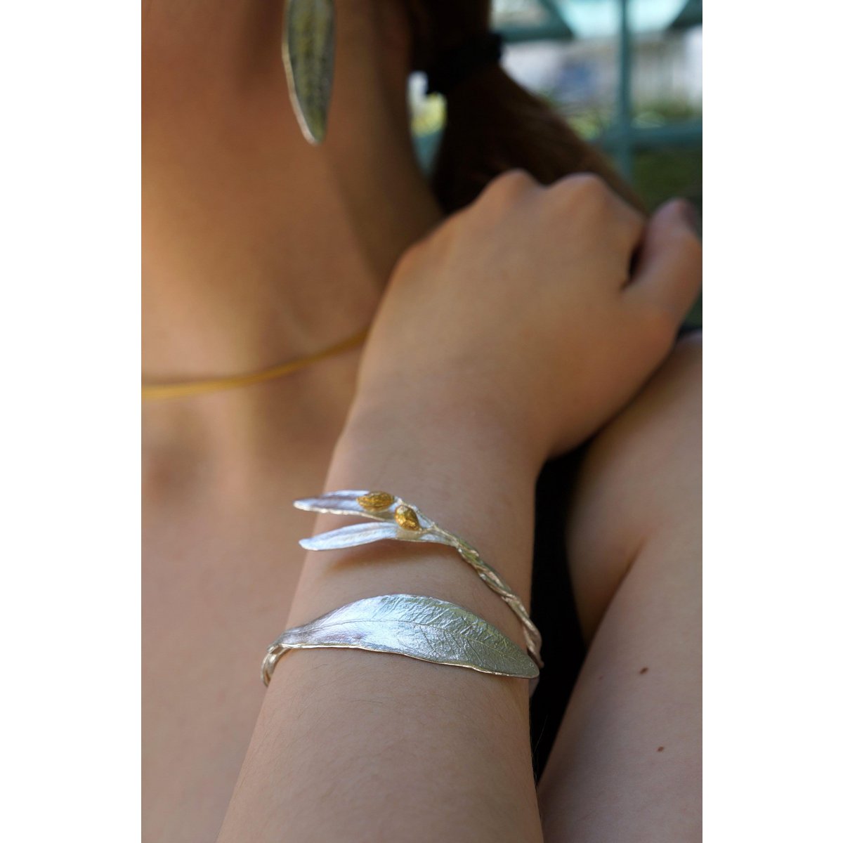 Silver Olive Branch Bracelet, Sterling Silver Jewelry, Adjustable Cuff, Gift for Her, Birthday Gift for Women, Handmade Jewelry