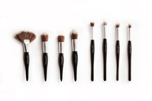Make-Up Brush Set 8-Piece Professional Black Including Clutch