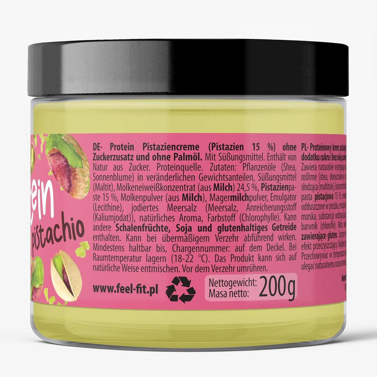 Feel FIT Protein Pistazienaufstrich, Proteincreme 24 %, ohne Zuckerzusatz, ohne Palmöl 200 g