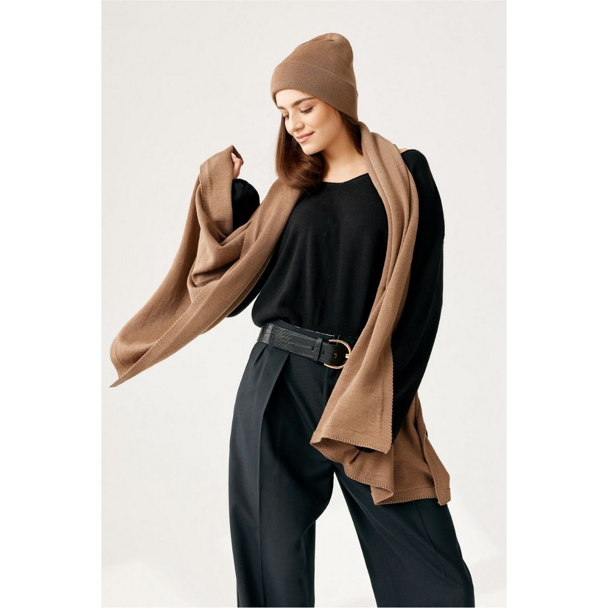 Echarpe PENELOPE - 100% laine mérinos - camel