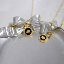 Midnight Rose Enamel Pendant Necklace