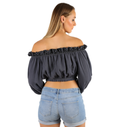 TOP CROP CON HOMBROS DESCONECTADOS - Tela de muselina de doble gasa