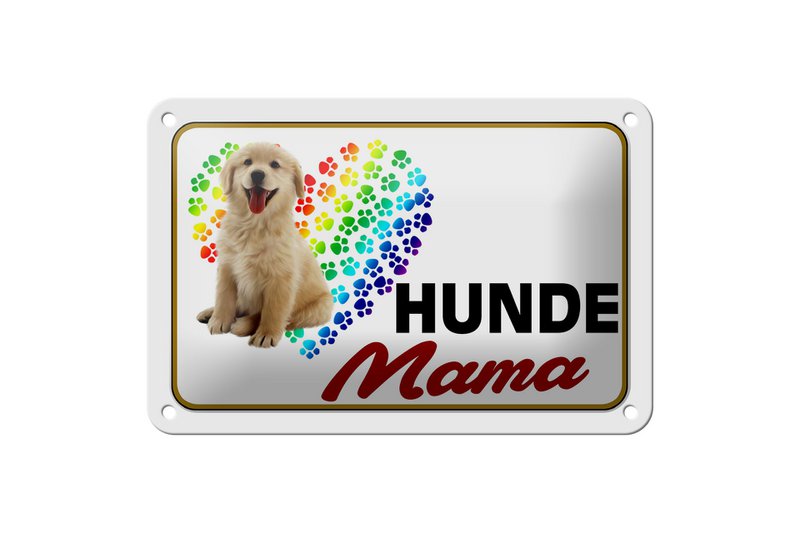 Tin sign saying 18x12cm dogs mom heart decoration
