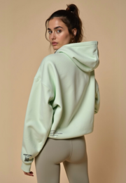 Hoodie mit Reißverschluss "GGBH" - Beige