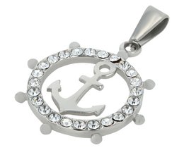 "Sieke - steering wheel with anchor, pendant made of stainless steel