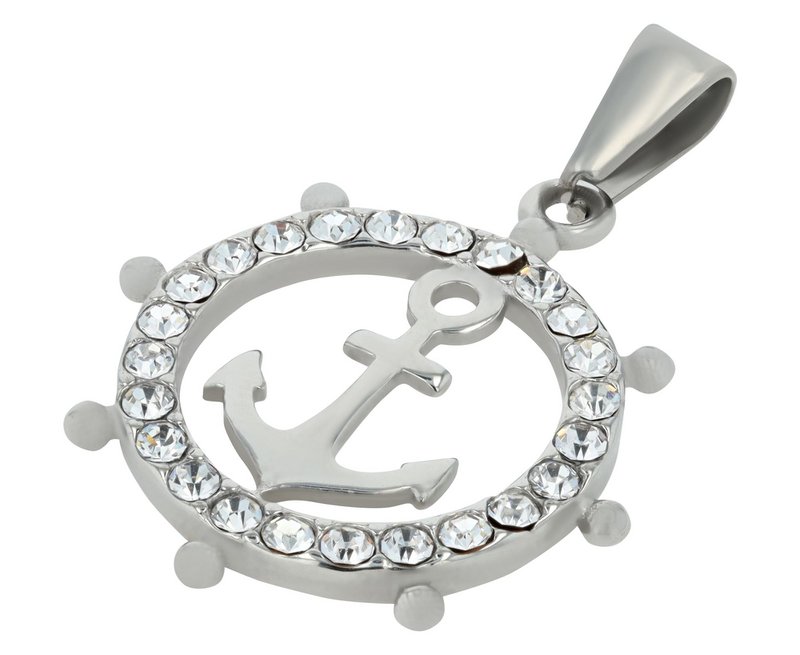 "Sieke - steering wheel with anchor, pendant made of stainless steel