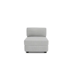 Grey modular sofa single seat cushioned armchair contemporary furniture piece.