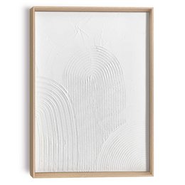 Framed abstract art piece with concentric white lines on a white background. Suitable for home decor or office spaces.