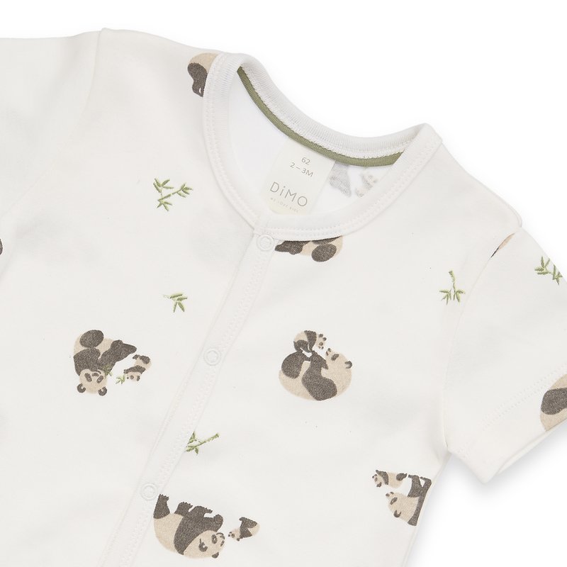 Baby Short Romper - Panda Aop, blokada - Offwhite