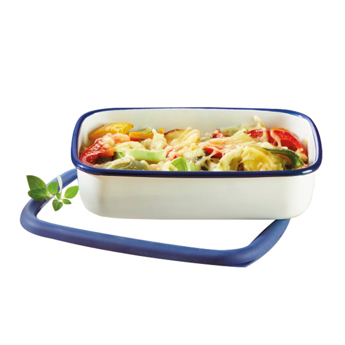 Flat enamel food storage container, L flat, 1.6L