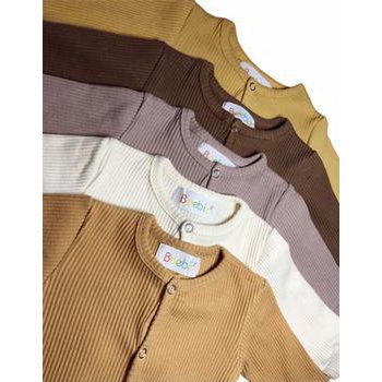 Mustard ribbed baby grow