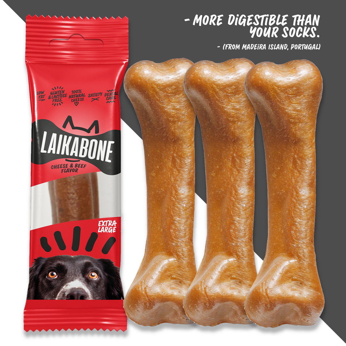 Laikabone Dog Dental Chew - Cheese & Beef (Box)