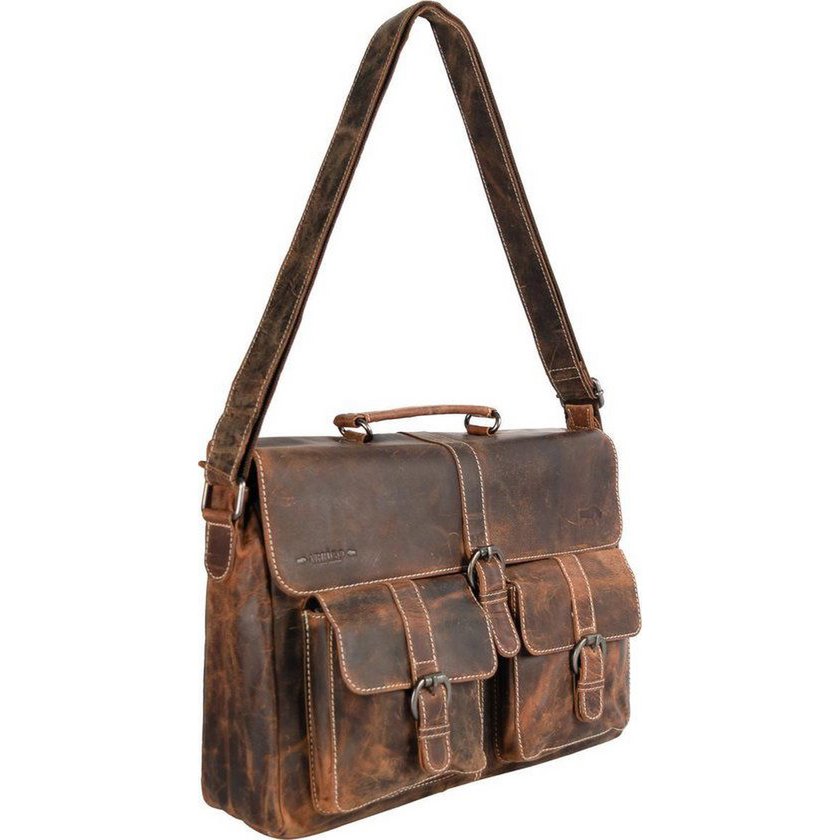 Messenger Bag from buffalo leather for 15.6 inch laptops in cognac color