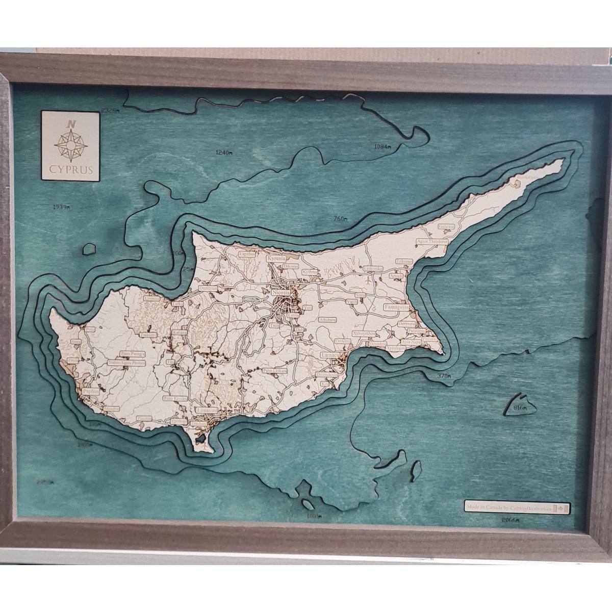 CYPRUS - 3D wooden wall map - version L
