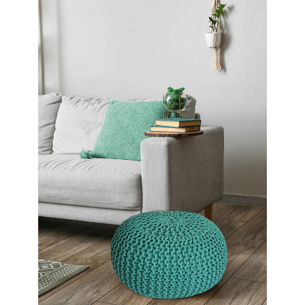 Pouf Ø 55 h 37 h 37 tabouret de tricot siège de planche de sol de pouf durable
