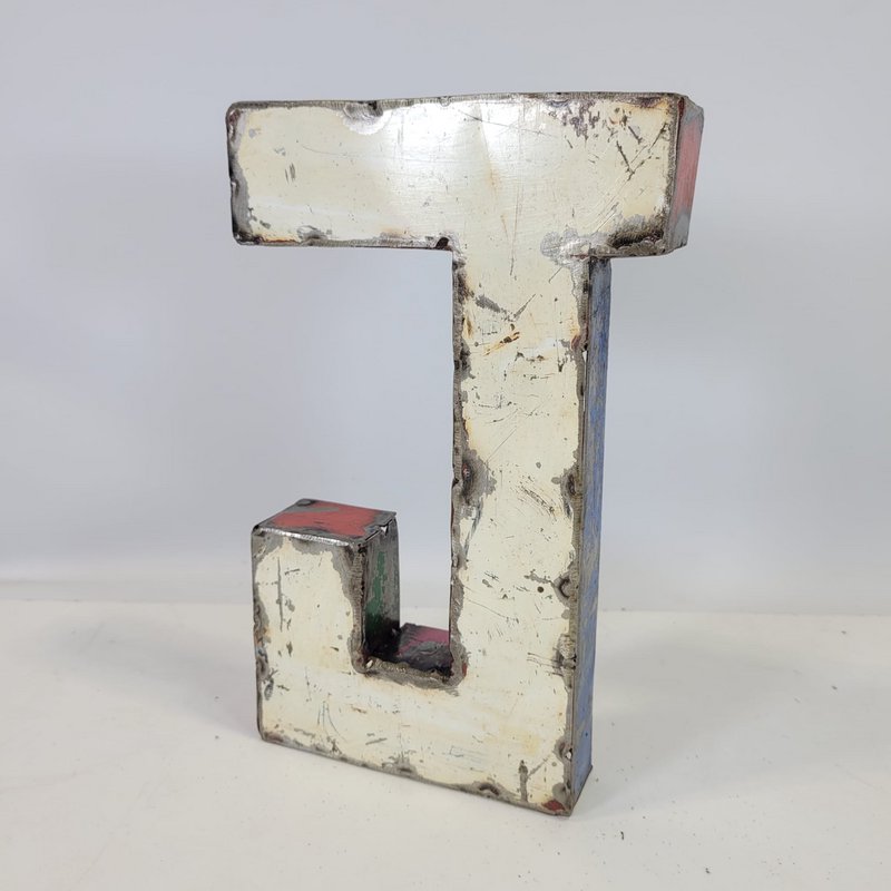 Buchstabe "J" aus recycelten Ölfässern | 22 oder 50 cm | verschiedene Farben