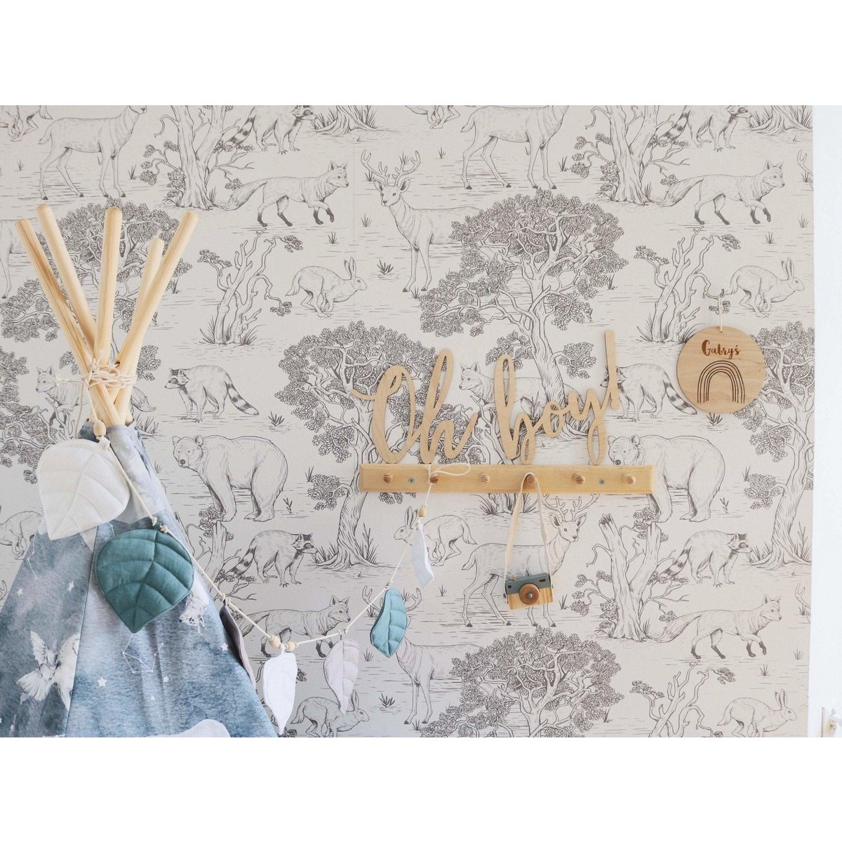 Guirlande en lin « Matin d'hiver » avec feuilles