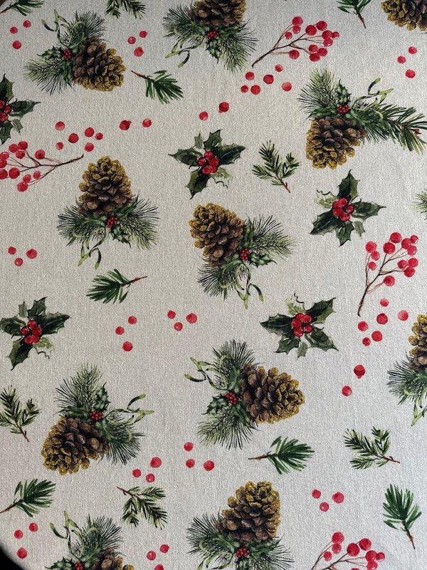 Tablier de Noël pour femme en mélange de coton et de lin, imprimé | Pin doré