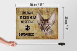 Metal sign saying 40x30cm Devon Rex cat without no home