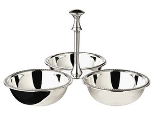 EDZARD triplet bowl triple bowl snack bowl Perla, heavy silver plated, diameter 21 cm