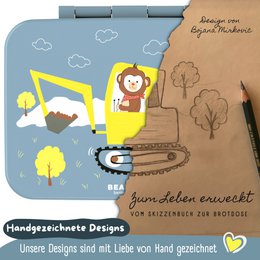 Leaf kan met compartimenten, licht en lek - proof - graafmachine blauw