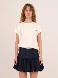 Carmen wit T-shirt met patchdetail