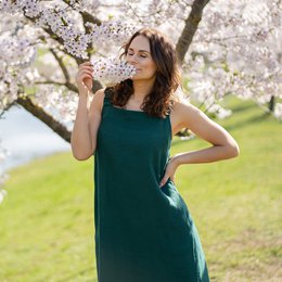 Linen Maxi Pinafore Dress Fiona
