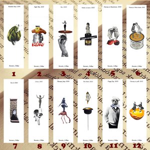 Bookmarks with print of paper collage