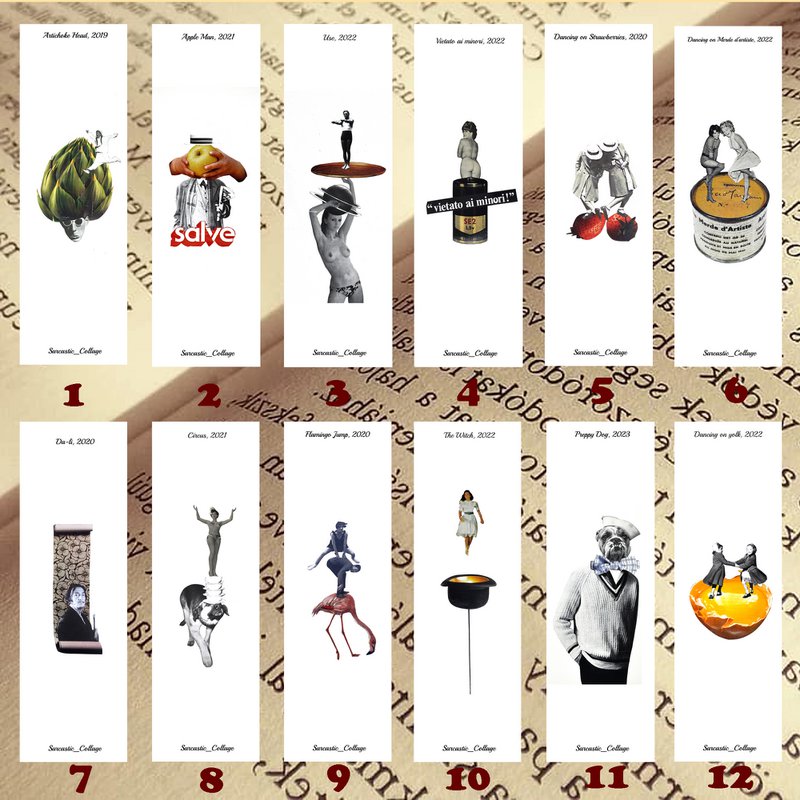 Bookmarks with print of paper collage