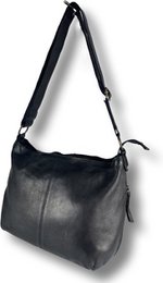 Crossbody -Umhängetasche schwarzer echter Leder Arrigo