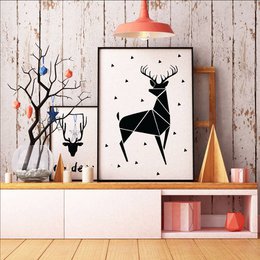 Rensdyr - Abstrakt - Juleplakat - Tekstplakat - Sort Hvid plakat