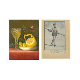 Postcard collage Museum collection - lemon tightrope walking