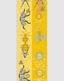 Virginieriou - Telefon skulderrem "Solens shameller" - 100% genanvendt polyester twill - gule / totem dyr - 128 cm x 5 cm