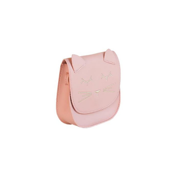 Children's shoulder bag - Mina the minimalist cat Pink