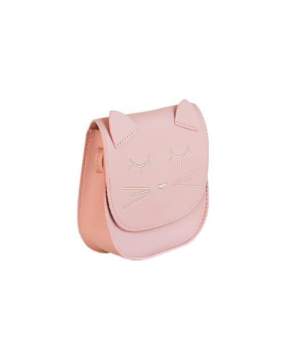 Children's shoulder bag - Mina the minimalist cat Pink