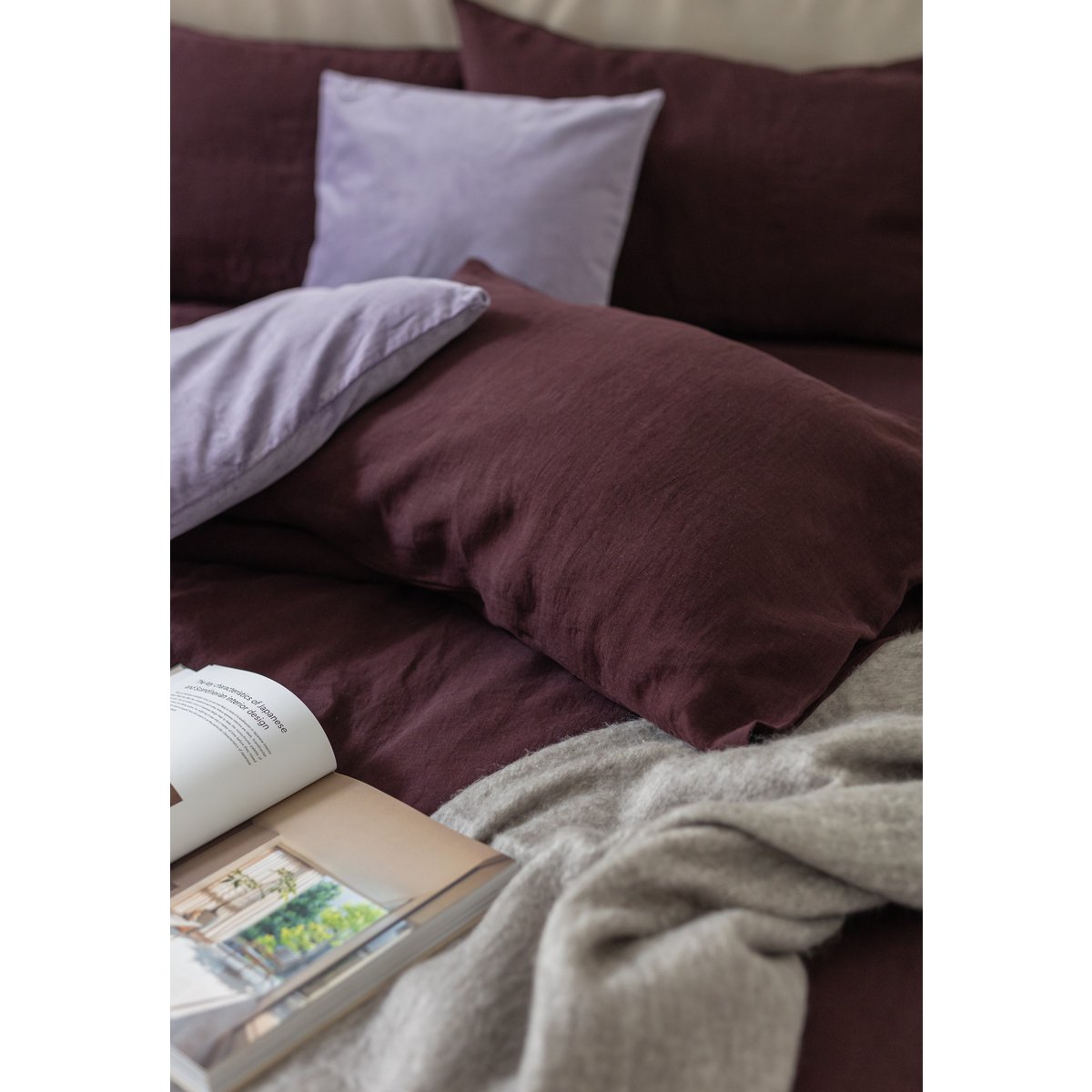 Deep Purple Washed Linen Pillow Case