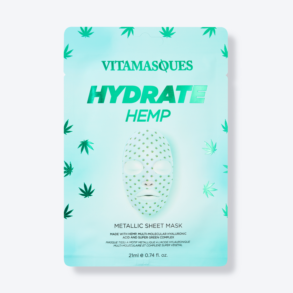 Máscara de hoja metálica de cáñamo hidratante