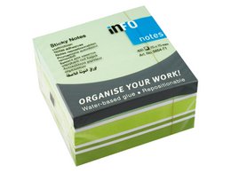Info notes 75x75mm assorti blok a 400 vel wit, 3 soorten groen