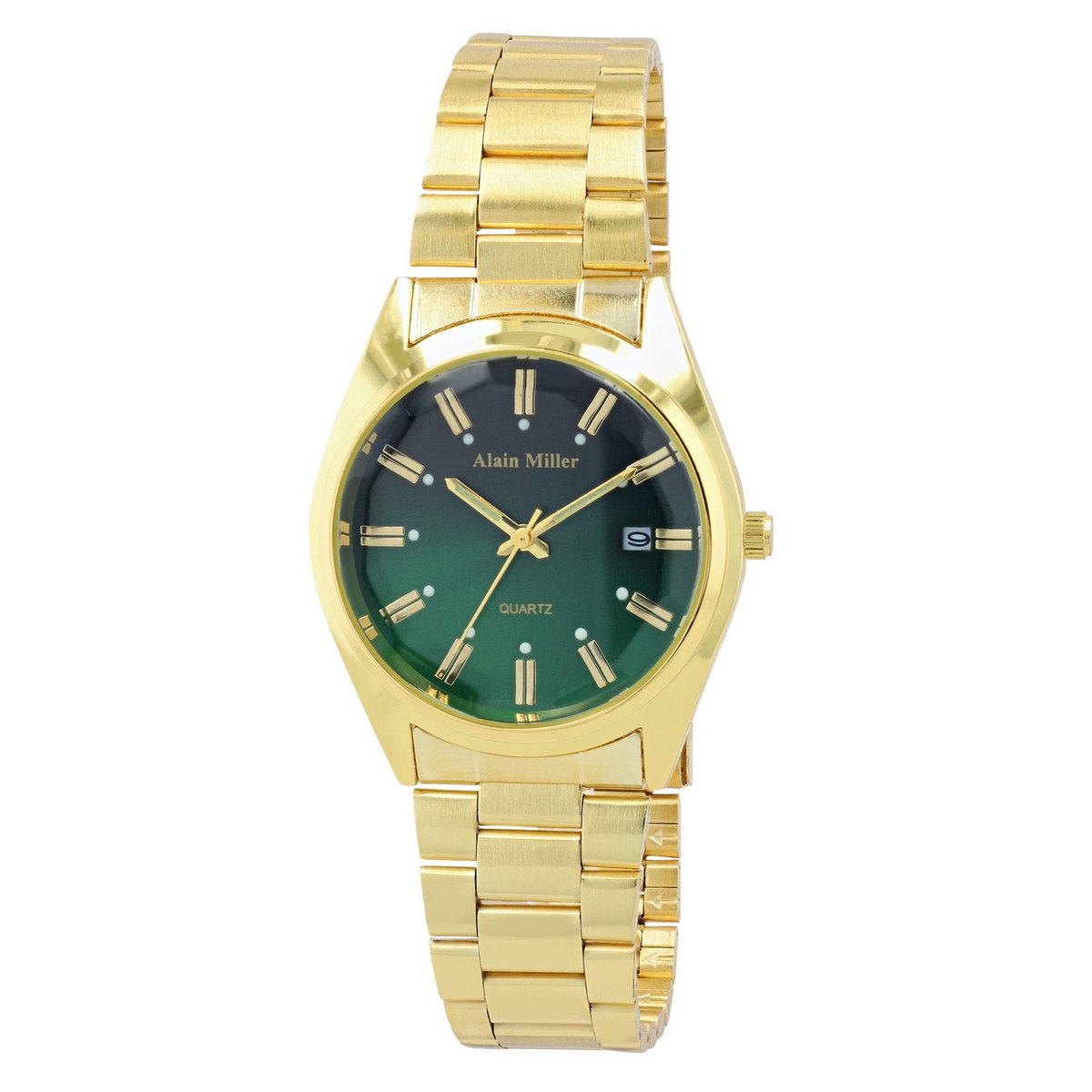 Alain Miller unisex watch with metal strap, Ø 36.5 mm, gold/green