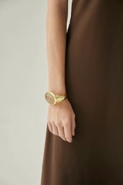Fed minimalistisk guldrutileret kvarts bred bangle