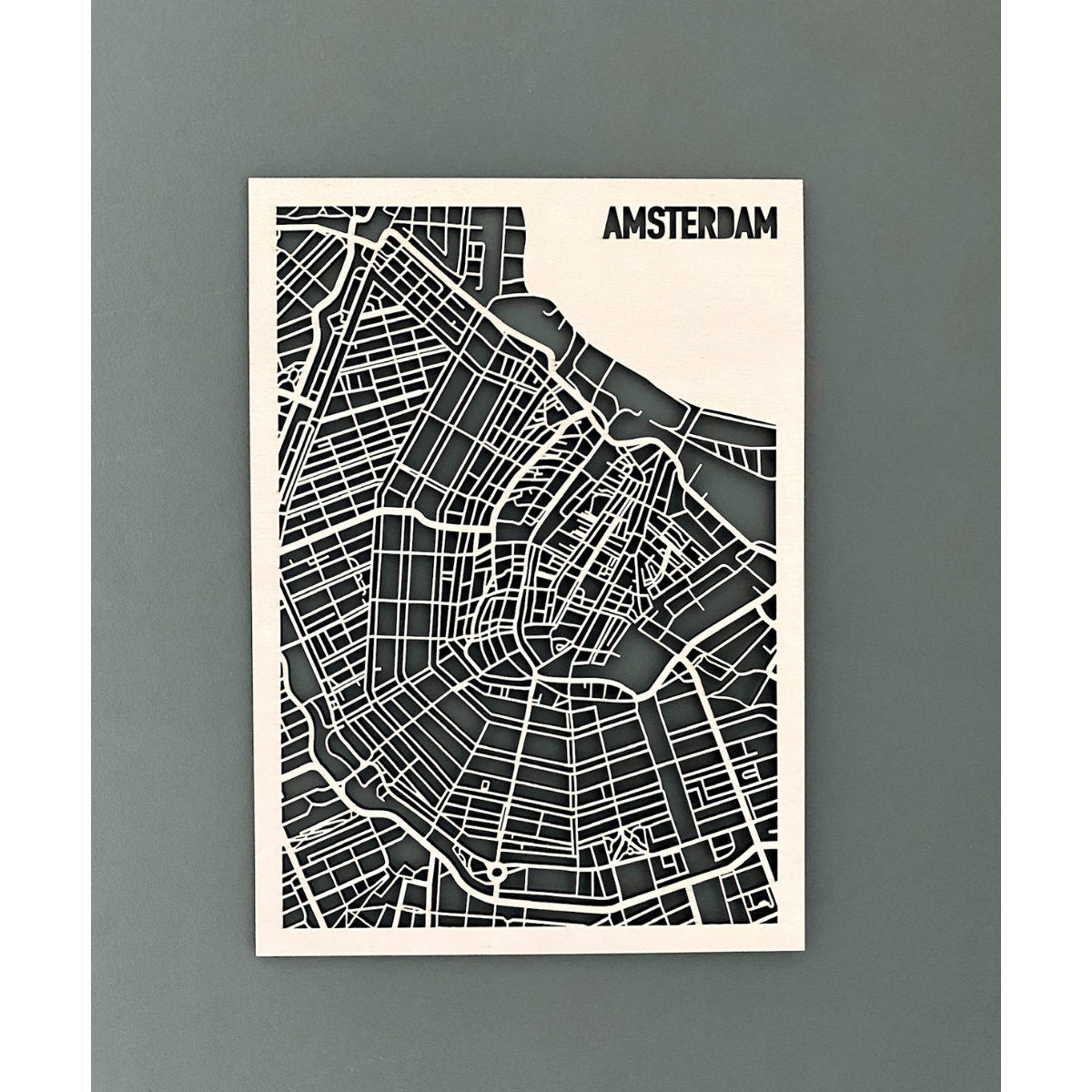 Mapa de la ciudad de madera de Ámsterdam
