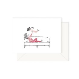 Card on your cheek Girl - Girl kisses her mom on her cheek